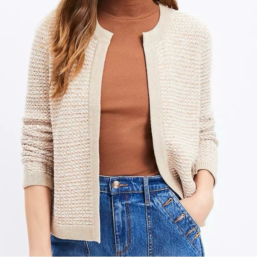LOFT Textured Tweed Open Sweater Jacket NWT